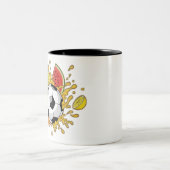 Funny Soccer Fruit Splash Coffee Mug ツートーンマグカップ (中央)