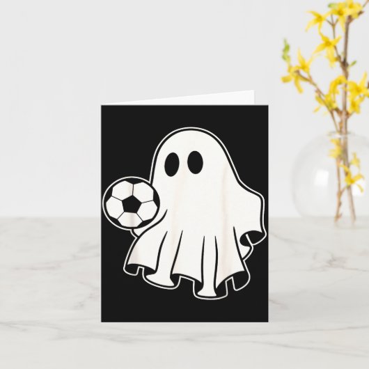 Funny Soccer Ghost Playing Soccer Lovers Halloween カード (黄色い花)