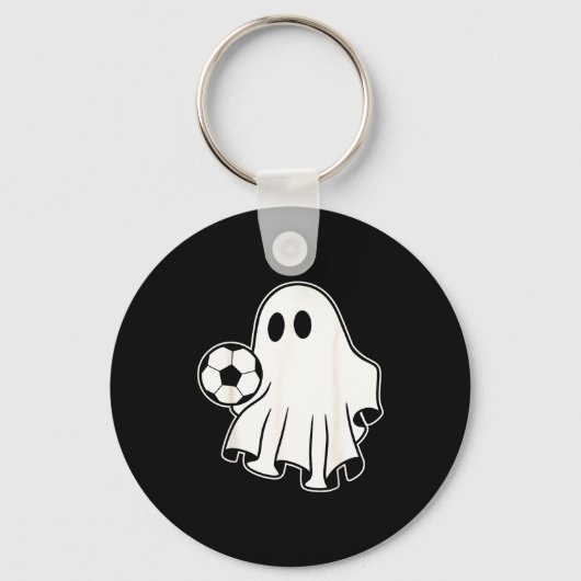 Funny Soccer Ghost Playing Soccer Lovers Halloween キーホルダー (正面)