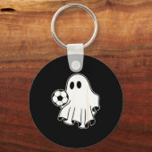 Funny Soccer Ghost Playing Soccer Lovers Halloween キーホルダー (正面)