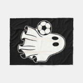 Funny Soccer Ghost Playing Soccer Lovers Halloween フリースブランケット (正面(横))