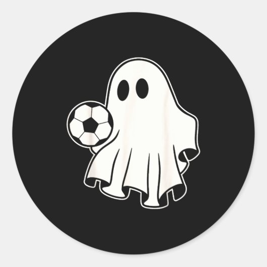 Funny Soccer Ghost Playing Soccer Lovers Halloween ラウンドシール (正面)