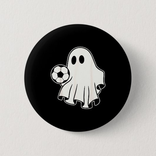 Funny Soccer Ghost Playing Soccer Lovers Halloween 缶バッジ (正面)