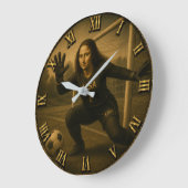 Funny Soccer Goalkeeper Mona Lisa Goal keeper Gift ラージ壁時計 (傾斜)