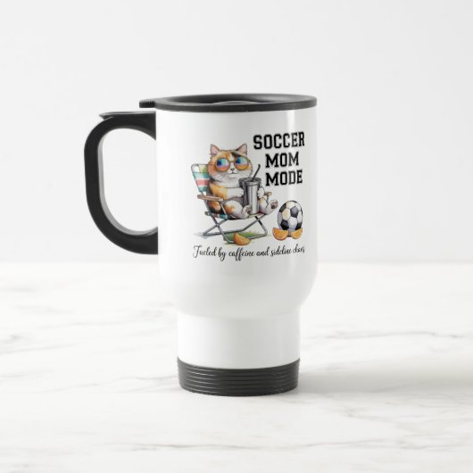Funny Soccer Mom Cat Mug - Caffeine and Sideline C トラベルマグ (左)