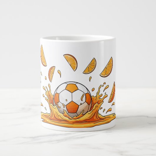Funny Soccer Orange Splash Coffee Mug ジャンボコーヒーマグカップ (正面)