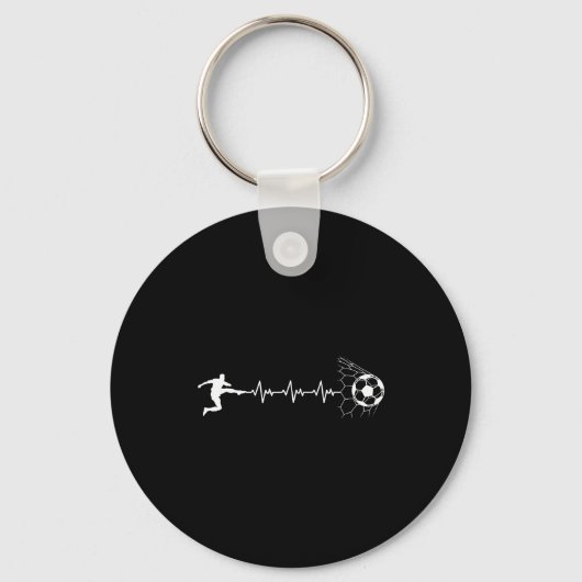 Funny Soccer Player Heart Pulse Graphic Srt Footba キーホルダー (正面)