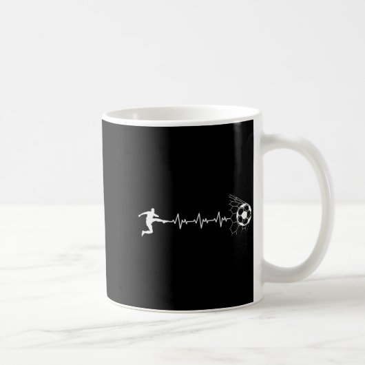 Funny Soccer Player Heart Pulse Graphic Srt Footba コーヒーマグカップ (右)