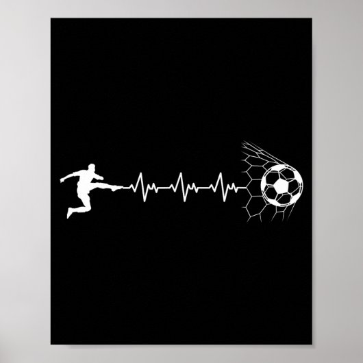 Funny Soccer Player Heart Pulse Graphic Srt Footba ポスター (正面)