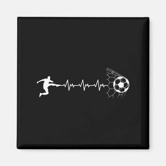 Funny Soccer Player Heart Pulse Graphic Srt Footba マグネット (正面)