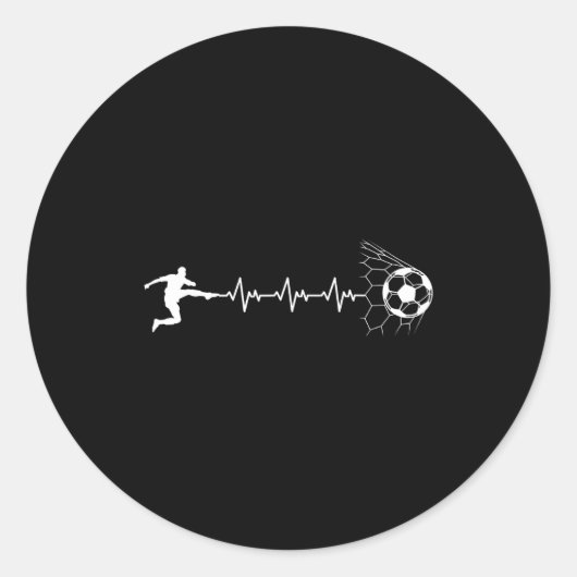 Funny Soccer Player Heart Pulse Graphic Srt Footba ラウンドシール (正面)