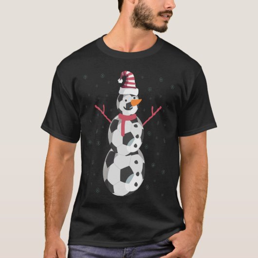 Funny Soccer Snowman Christmas New Year Gift Tシャツ (正面)
