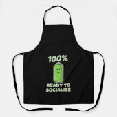 Funny Social Battery 100% Full - Ready to Socializ エプロン (正面)