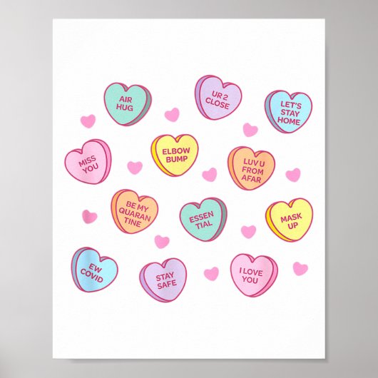 Funny Social Distance Valentine Candy Conversation ポスター (正面)