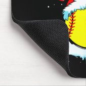 Funny Softball Christmas Reindeer Santa Hat Lights マウスパッド (コーナー)