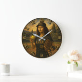 Funny Softball Mona Lisa Pitcher Gift ラージ壁時計 (ホーム)