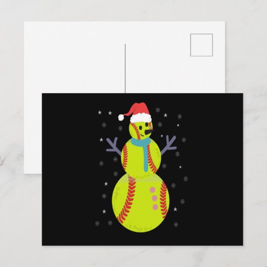 Funny Softball Snowman Christmas New Year Gift ポストカード (正面/裏面)