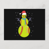 Funny Softball Snowman Christmas New Year Gift ポストカード (正面)