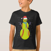 Funny Softball Snowman Christmas New Year Gift Tシャツ (正面)