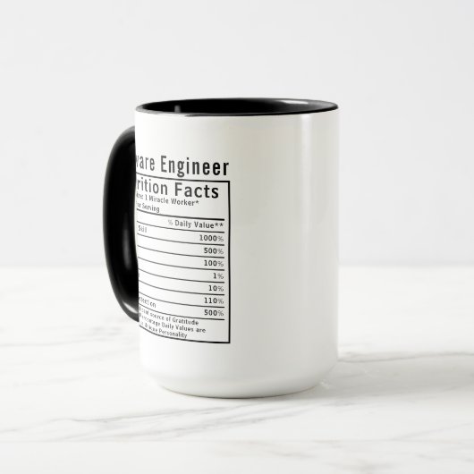 Funny Software Engineer Nutrition Facts Tech Gift マグカップ (正面左)
