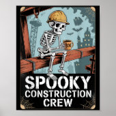 Funny Soky Skeleton Workers Halloween Construction ポスター (正面)