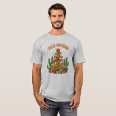 Funny Sombrero Stack Christmas Tree Feliz Navidad Tシャツ (正面フル)