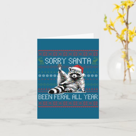 Funny Sorry Santa I've Been Feral All Year Ugly Ch カード (黄色い花)