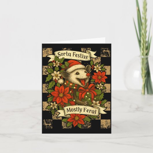 Funny Sorta Festive Mostly Feral Ssum Christmas Os カード (正面)