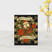 Funny Sorta Festive Mostly Feral Ssum Christmas Os カード (黄色い花)