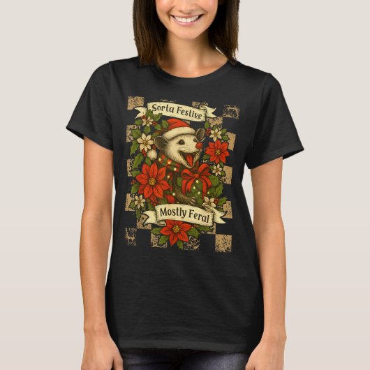 Funny Sorta Festive Mostly Feral Ssum Christmas Os Tシャツ (正面)
