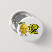 Funny Sour Lemon Pin Button | Cute Angry Lemon Bad 缶バッジ (正面&裏面)