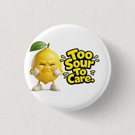 Funny Sour Lemon Pin Button | Cute Angry Lemon Bad 缶バッジ (正面)
