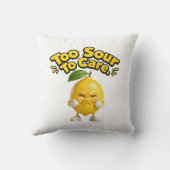 Funny Sour Lemon Throw Pillow | Cute Angry Lemon C クッション (裏面)