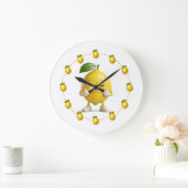 Funny Sour Lemon Wall Clock | Cute Angry Lemon Kit ラージ壁時計 (ホーム)