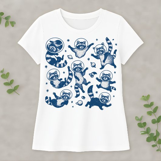 Funny Space Raccoon Ivory Cute Astronaut Animal Tシャツ
