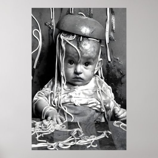 Funny Spaghetti Baby Art Print, Pasta Kitchen ポスター (正面)