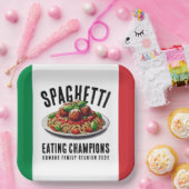 Funny Spaghetti Eating Champion Family Reunion ペーパープレート (パーティー)