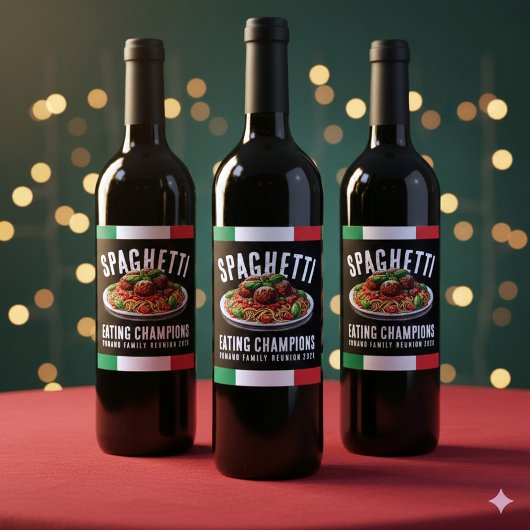 Funny Spaghetti Eating Champion Family Reunion ワインラベル