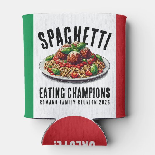 Funny Spaghetti Eating Champion Family Reunion 缶クーラー (裏面)