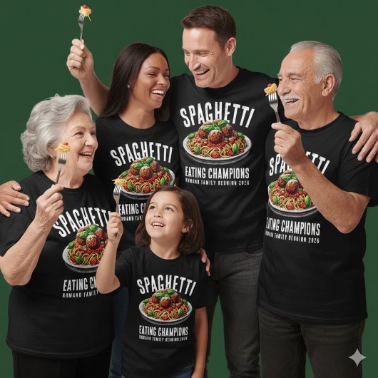 Funny Spaghetti Eating Champion Family Reunion Tシャツ