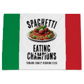Funny Spaghetti Eating Champions Family Reunion ラージペーパーバッグ (正面)