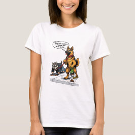 Funny Spanish Dog Walking Human Therian Comic  Tシャツ