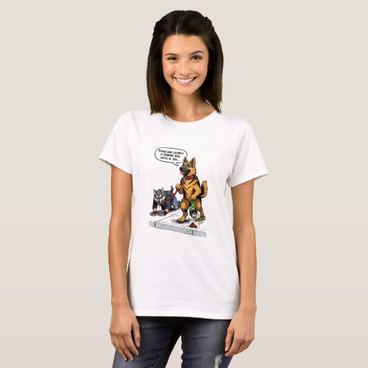 Funny Spanish Dog Walking Human Therian Comic Tシャツ (正面フル)