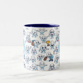 Funny Spherical Characters Life Roles Seamless Pat ツートーンマグカップ (中央)