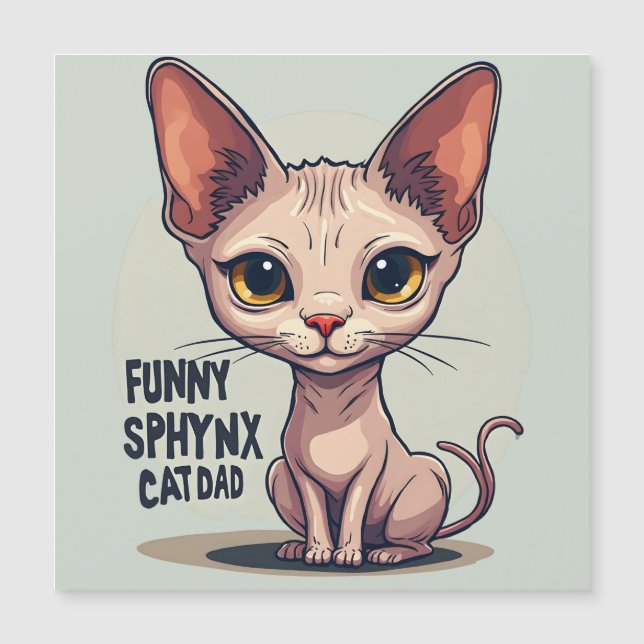 Funny Sphynx Cat Dad Cartoon Art (正面)