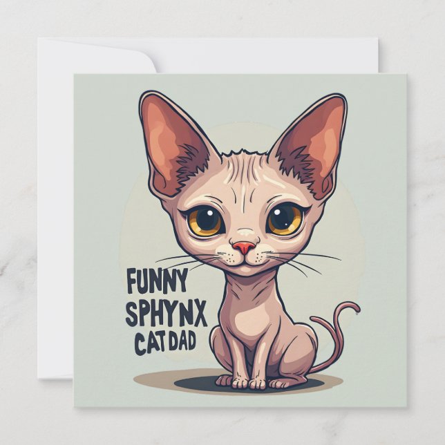 Funny Sphynx Cat Dad Cartoon Art (正面)