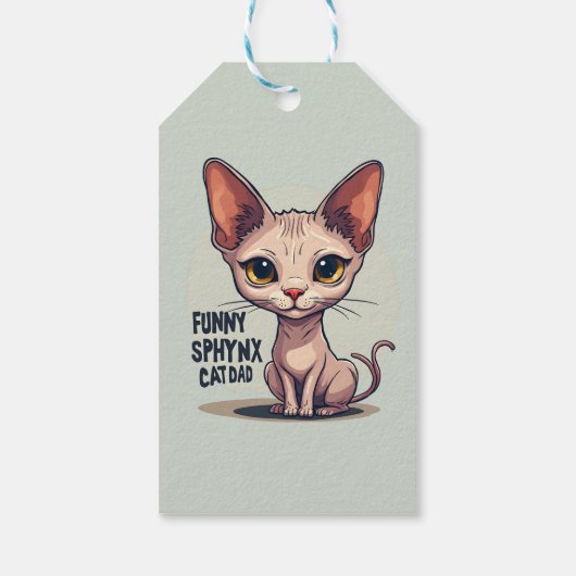 Funny Sphynx Cat Dad Cartoon Art ギフトタグ (裏面)