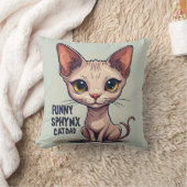 Funny Sphynx Cat Dad Cartoon Art クッション (ブランケット)