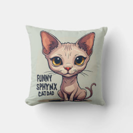 Funny Sphynx Cat Dad Cartoon Art クッション