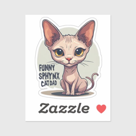 Funny Sphynx Cat Dad Cartoon Art シール (シート)